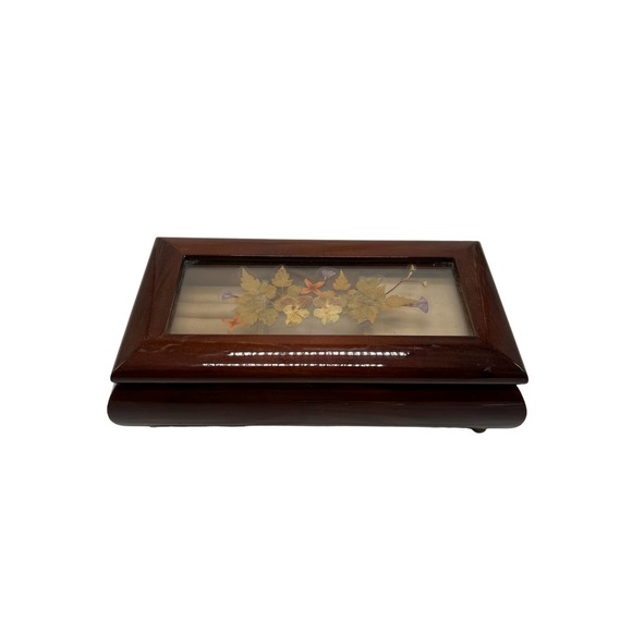 Bombay Co. Music Jewelry Box Pressed Flowers Plays "Theme from Love Story"-1990 - Picture 2 of 4